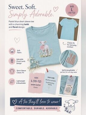 Cat & Jack Pastel Blue Lamb Graphic Tee